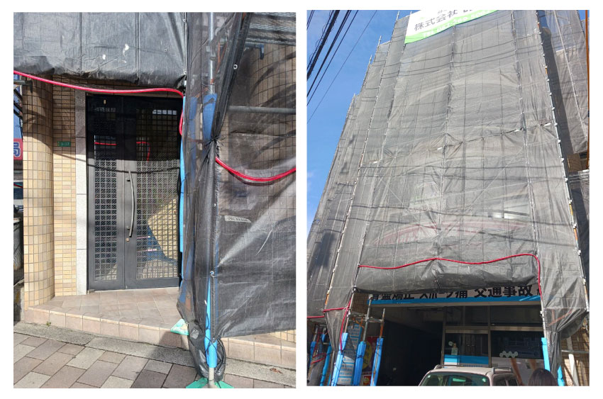 建物改装中の外観